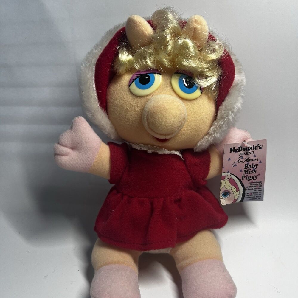 Vtg 1988 McDonalds Muppet Babies Baby Miss Piggy Plush Christmas Toy With Tag